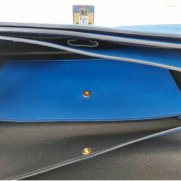 Celine large case flap suede chain shoulder bag in Royal Blue - Picture 5 of 6